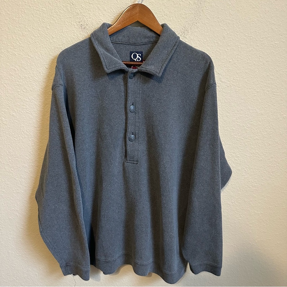 Vintage Quiksilver Made in USA Thick Knit Grey Long Sleeve Henley Shirt